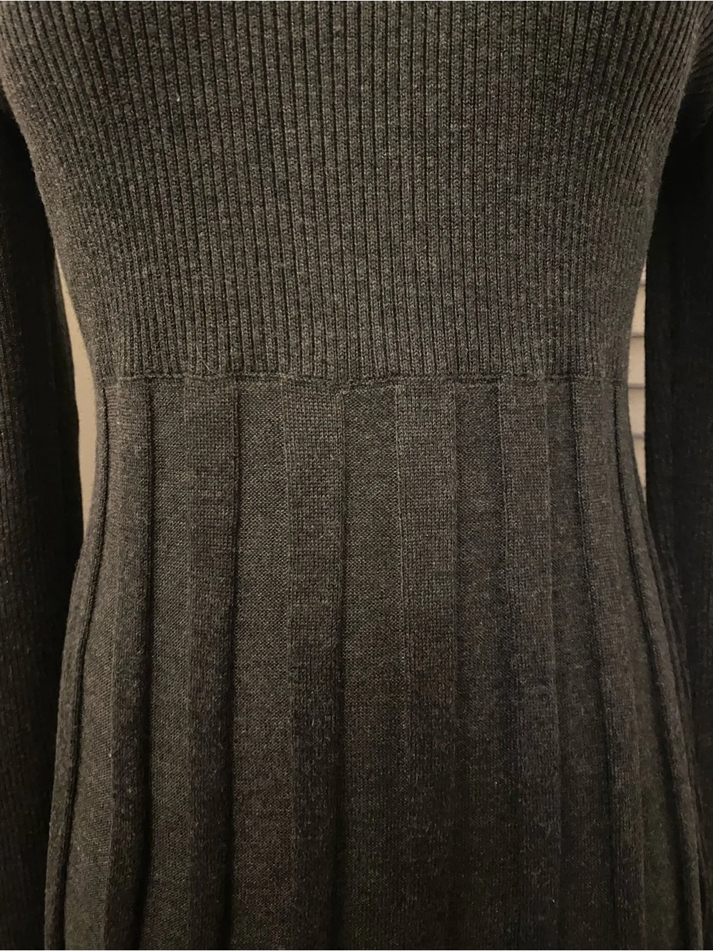 Calvin Klein Charcoal Gray Long-Sleeve Turtleneck Fit-and-Flare Dress- Size M